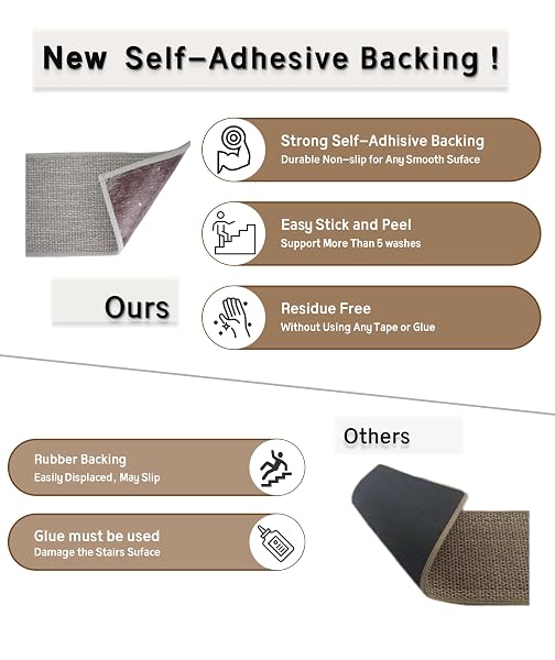 XAARMONEX NATURAL LINEN STAIR TREADS FOR WOODEN STEPS, 15 PCS 8″ X 30″,NON SLIP STAIR RUNNER, PEEL AND STICK CARPET INDOOR FOR KIDS ELDERS AND PETS (15, GREY, 8″ X 30″)