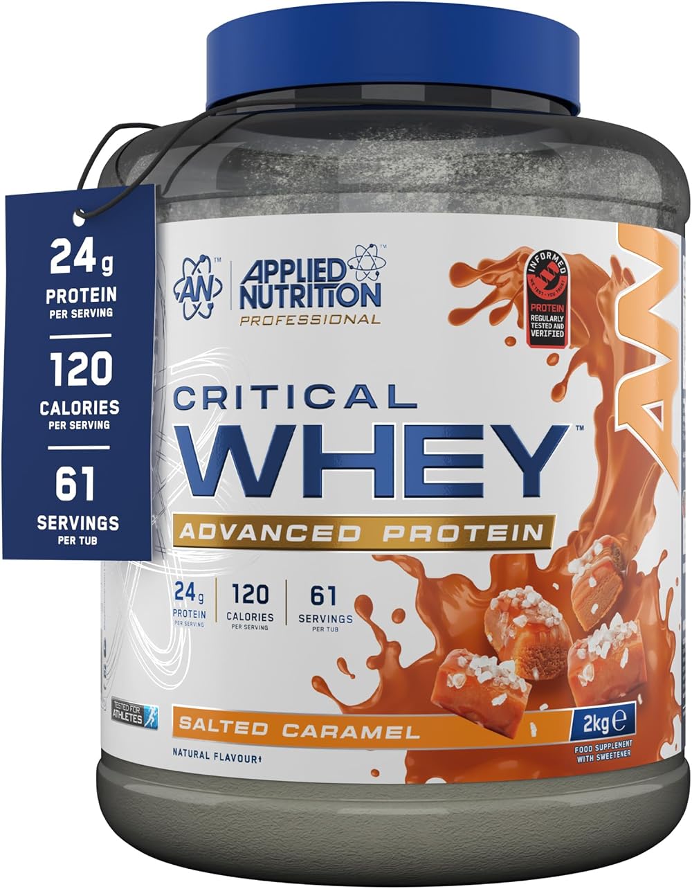 Applied Nutrition Critical Whey Protein Powder 24g Protein 2Kg Salted Caramel