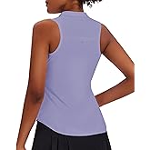 PINSPARK Women Golf Shirts Sleeveless UPF 50+ Tennis Polo Shirts 1/4 Zip with Collar Racerback Tank Tops Pickleball Shirts