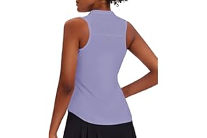 PINSPARK Women Golf Shirts Sleeveless UPF 50+ Tennis Polo Shirts 1/4 Zip with Collar Racerback Tank Tops Pickleball Shirts