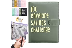 Qiddo 100 Envelopes Challenge Binder: A5 Money Saving Budget Binder with Cash Envelopes- Money Saving Binder Savings Challenges Book to Save $5,050(Dark Green)