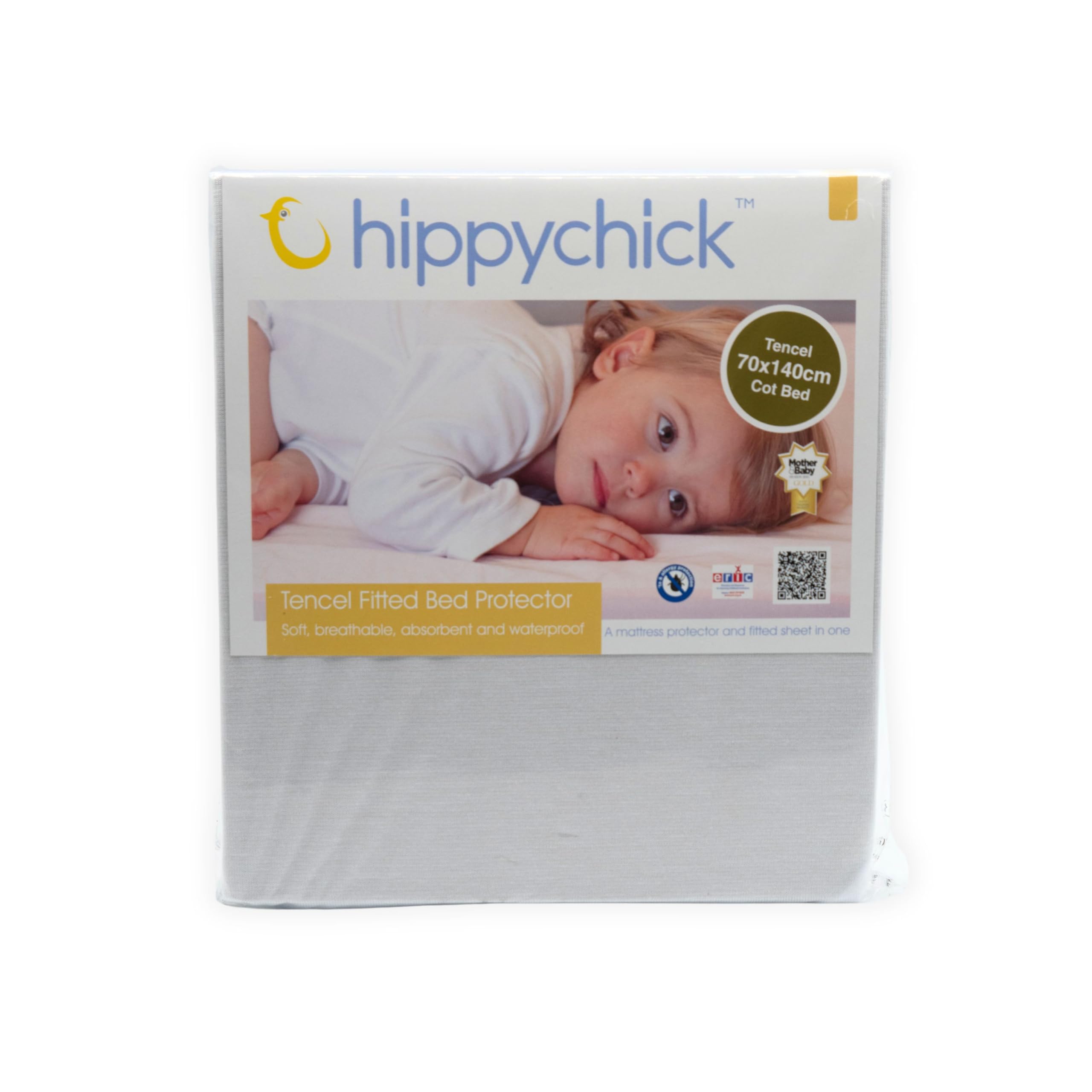 Hippychick Tencel Fitted Waterproof Mattress Protector Cot Bed 70 x 120 cm - Fully waterproof Mattress Covers, Anti-allergy, And Machine-Washable For Premium Comfort And Ease