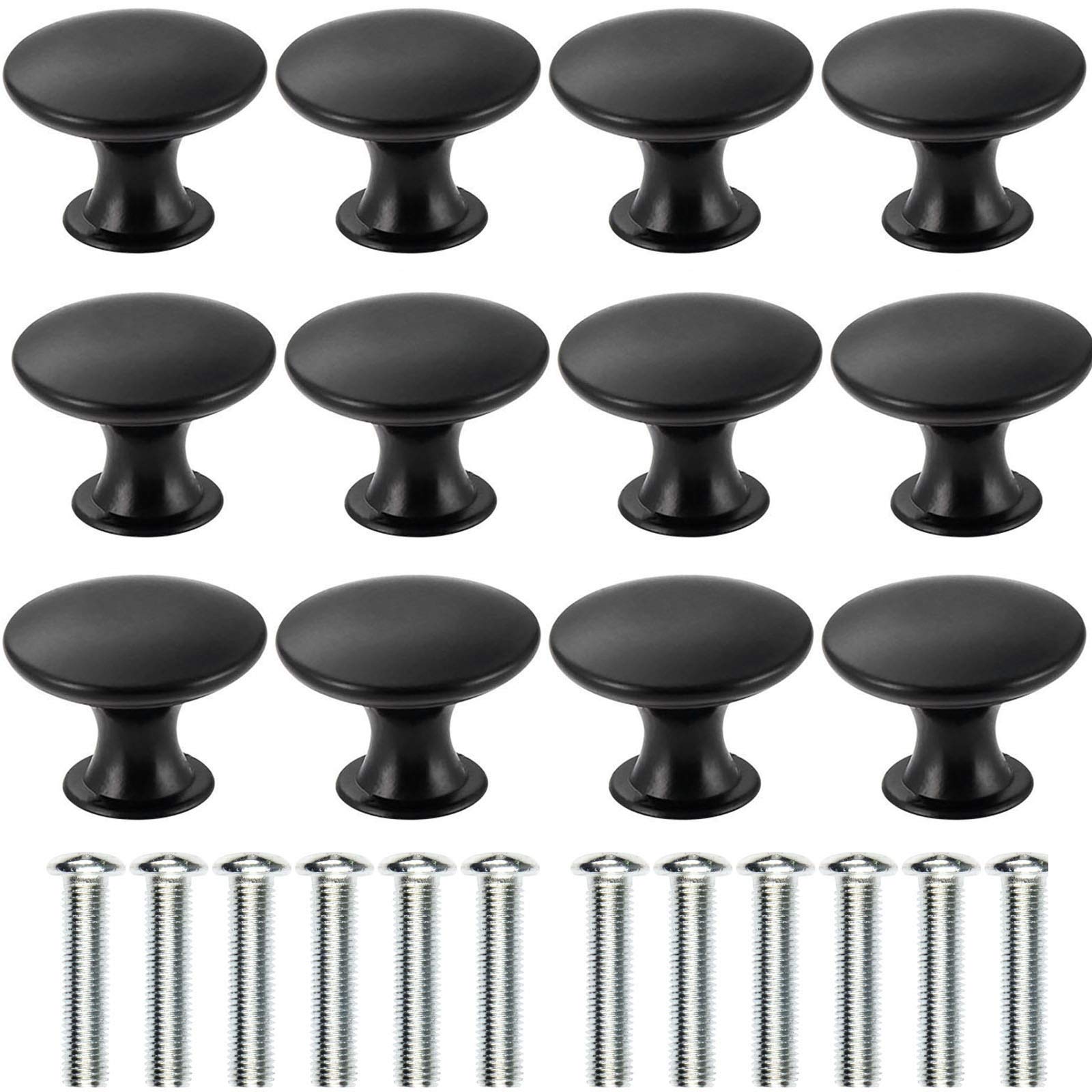 Kyrio 12PCS Drawers Knobs Furniture Knobs Drawer Handles Vintage Antique Brass Diameter 30 mm Knob for Cabinet Drawer (Black)