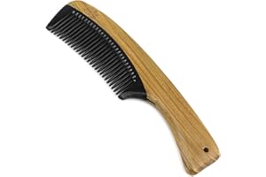 Evolatree Wood Hair Comb with Horn - Handmade Natural Wooden Combs with Anti-static & No Snag - Smoothing Comb, Fine Tooth, F