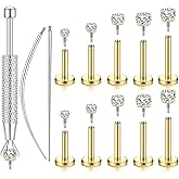 LORACOXS 16G/18G Flat Back Earrings for Women Men - Tragus Helix Conch Rook Ear Cartilage Piercing Jewelry, Hypoallergenic Internal Thread Studs, Ideal for Medusa Monroe Ashley Labret Snake Bite Lip Piercing