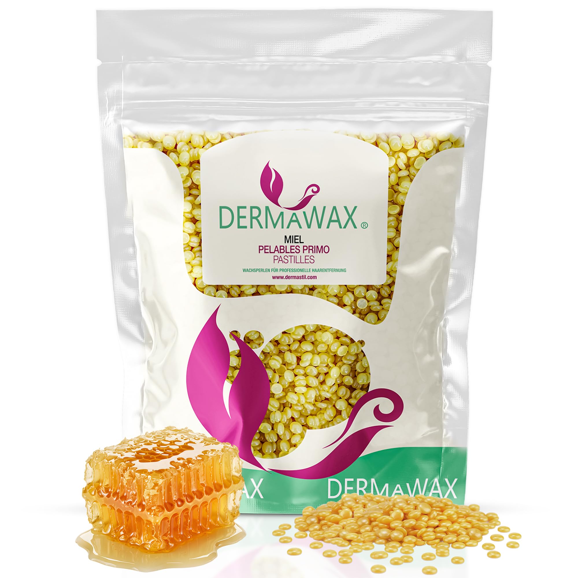 Dermawax Professional Hard Wax Beads- Full Body Stripless Depilatory Waxing Film Wax Less Pain Formula Hair Removal of Face Legs Armpit Bikini Line (2 kg (Pack of 1), Crystal Honey)