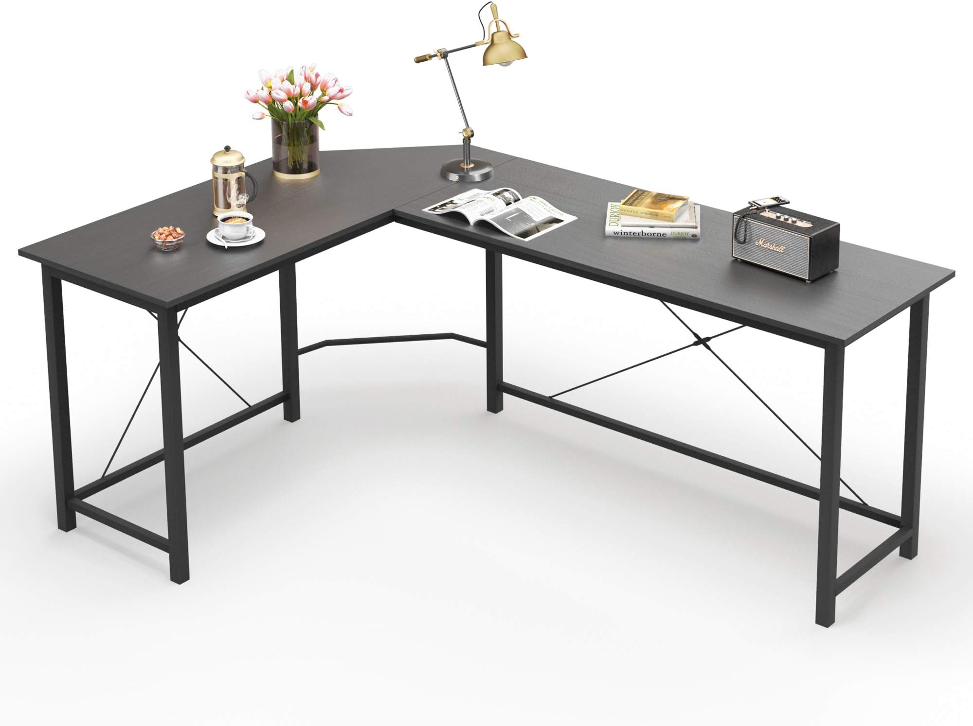 L Shaped Desk Corner Computer Desk Sturdy Computer Table Writing Desk,Black