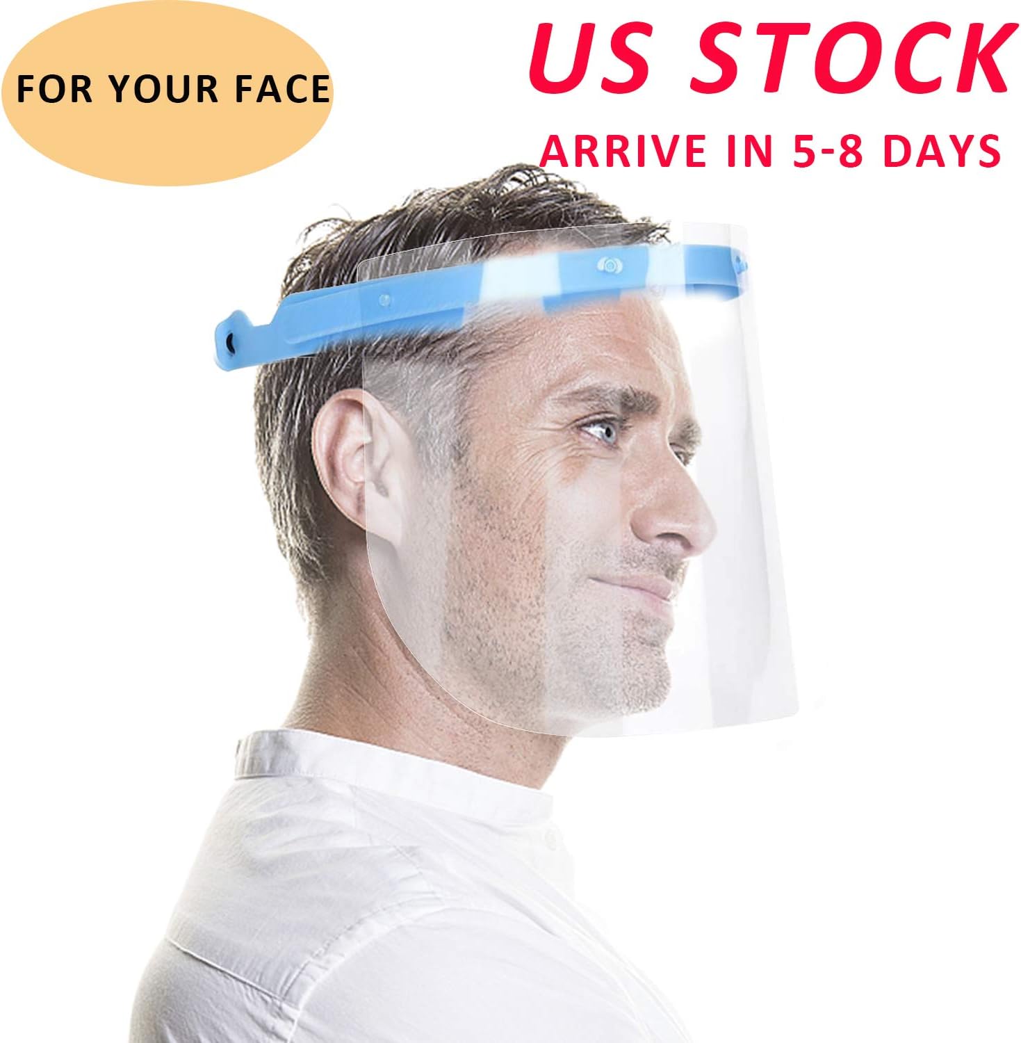 Face Visor Anti-fog, Disposable Dental Face Cover 10 pcs Plastic Film Reusable Adjustable Elastic Band Face and Eyes Defend Safety Face Guard for Cooking, Cleaning, Outing, Working(Ship from USA)）