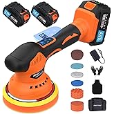 Cordless Car Buffer Polisher, Car Polishing Kit with 21V 2 X 4.0Ah Batteries, Orbital Eccentric Buffers with 8 Variable Speed Up to 6000 RPM, 6IN Touchscreen Buffer for Car Detailing/Scratch Removing