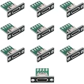 10 Pcs USB C Panel Mount Connector DIY Type C Female Socket Connector Panel Mount Type with PC Board 24pin USB 2.0 Pinout