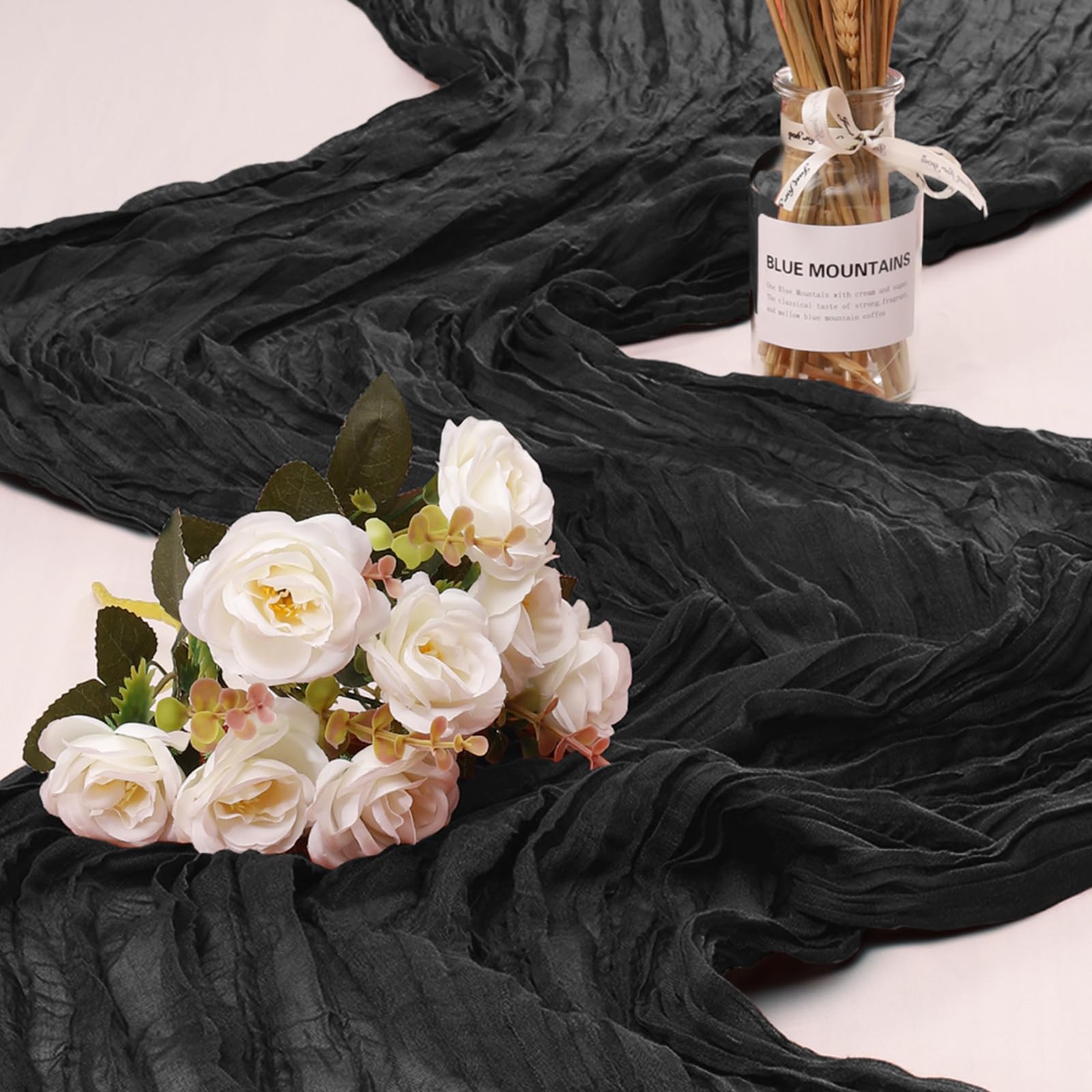 Photo 1 of 1 Pack Cheesecloth Table Runner 10Ft Christmas Gauze Boho Table Runners for Wedding Decor Bridal Shower Decorations Baby Shower Party(35" x 120")