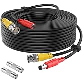 WILDHD [20AWG Cables] 100ft 8MP/4K BNC Cable All-in-One Siamese Video and Power Security Camera Cable, BNC Extension Wire Cord with 2 Female Connectors for All HD CCTV DVR Surveillance System(Black)
