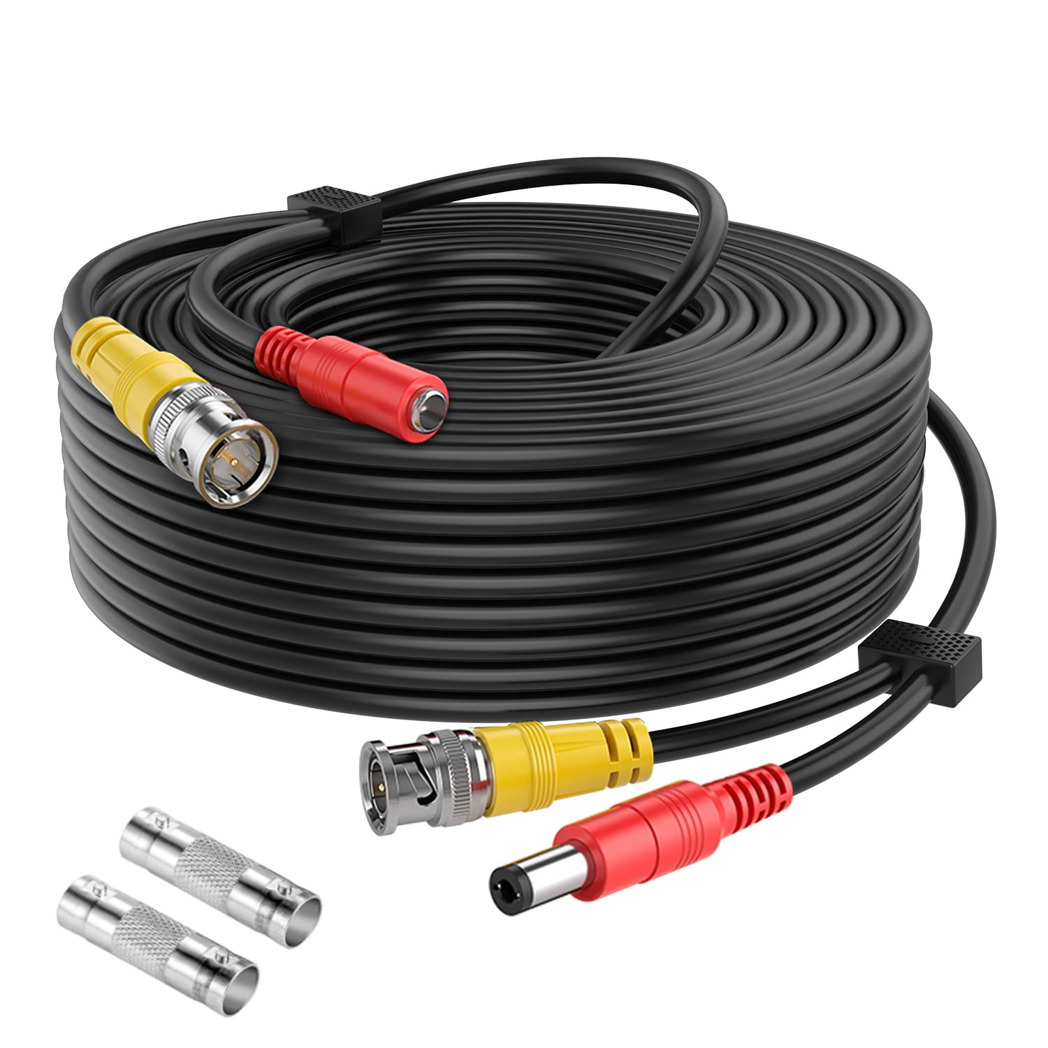 WILDHD [20AWG Cables] 100ft 8MP/4K BNC Cable All-in-One Siamese Video and Power Security Camera Cable, BNC Extension Wire Cord with 2 Female Connectors for All HD CCTV DVR Surveillance System(Black)