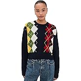 Ganni Women's Chunky Wool Mix Argyle Knit Pullover