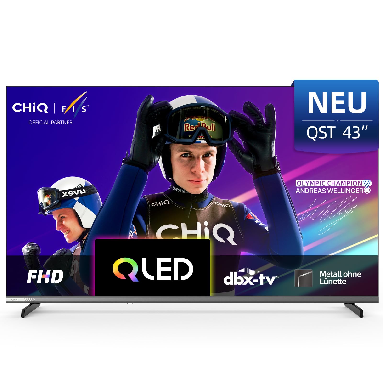 CHIQ 43 Zoll (108cm) Smart TV, Full HD QLED Google TV mit WLAN, Google Assistant, Bluetooth, 90% DCI-P3, HLG&HDR10, Triple Tuner (DVB-C/-S2/-T2), App Store, Prime Video, Dolby Audio, HDMI, CI+, L43QST