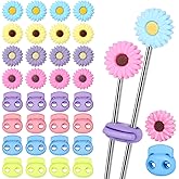 32 Pcs Knitting Needle Stoppers, Cute Daisy Sun Flower Knitting Silicone Stoppers, Knitting Needle Point Protectors, Knitting Crochet for Hand DIY Supplies Accessories