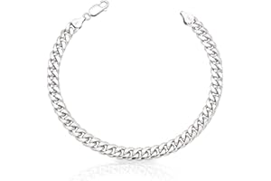 NOMETO 925 Sterling Silver Cuban Link Chain Bracelet 3mm 5mm 8mm Silver Bracelet for Men Women 6.5-9 Inches