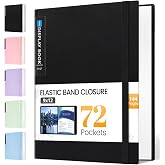 Sooez Art Portfolio 9"x12", 72 Pockets Large Portfolio Folder Display | 144 Pages, Binder with Plastic Sleeves&amp;Elastic Band, Presentation Book with Clear Sheet Protector for Artwork Organizer