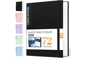Sooez Art Portfolio 9"x12", 72 Pockets Large Portfolio Folder Display 144 Pages, Heavy Duty Binder with Plastic Sleeves&Elastic Band, Presentation Book with Clear Sheet Protector for Artwork Organizer
