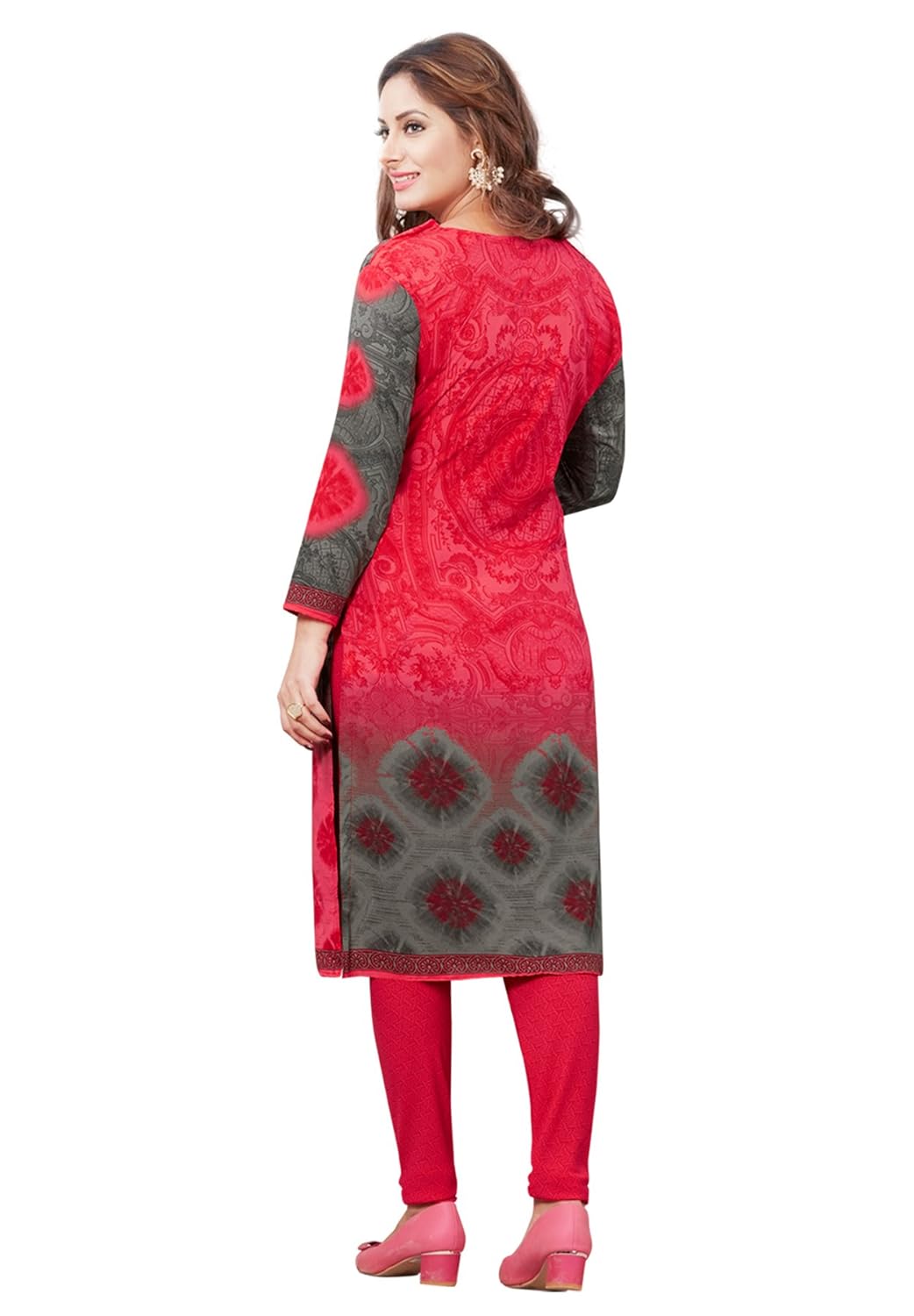salwar studio women's grey & pink synthetic printed dress material with dupatta-monsoon-2169