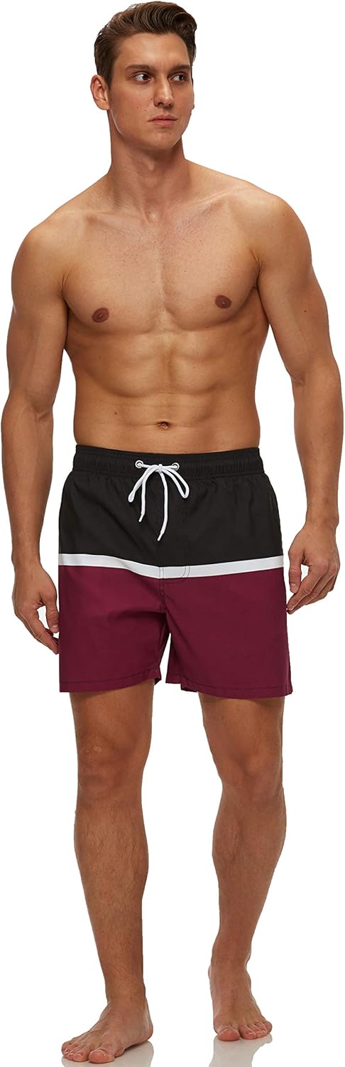 SILKWORLD Men's Swim Shorts Quick Dry Swimwear Sports Swim Trunks with Mesh Lining: Clothing