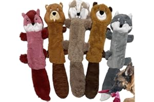 Jalousie 5 Pack Stuffingless Dog Squeaky Toys Dog Toy w/Durable Liner No Stuffing Dog Toy - Dog Toys Crinkle Paper Squeaker Toy for Medium Large Dogs (5 Pack - Color 4 - Squeaky)