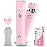 Cayzor Bikini Trimmer and Shaver Kit for Women - 2-in-1 Wet/Dry Electric Body Hair Trimmer Facial Hair Removal Cordless Waterproof Bikini Shaver Razor for Face Lip Chin Pubic Underarm Legs