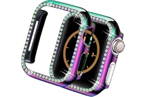 Yolovie Compatible for Apple Watch Case 38mm 40mm 42mm 44mm Bling Crystal Diamonds Rhinestone Bumper Cover for Women Girl, Hard PC Protective Frame for iWatch Series 6/5/4/3/2/1/SE/SE2-44mm Colorful