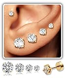 4Pairs Flatback Studs Earrings Set for Women