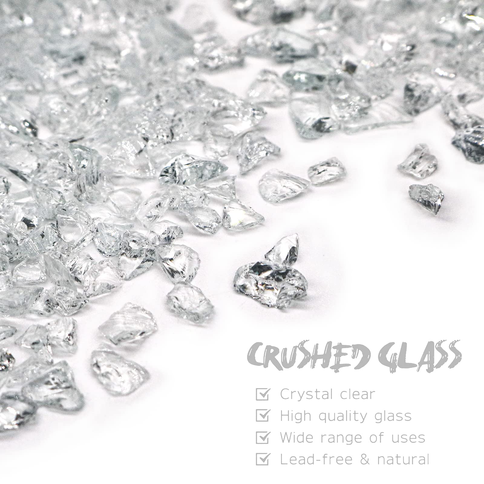 Crushed Glass for Resin Art, Broken Glass Pieces for Crafts Vase Filler Home Decorations,Crushed Glass for Crafts,3-6mm,1.5 Pound (Crystal/Transparent)