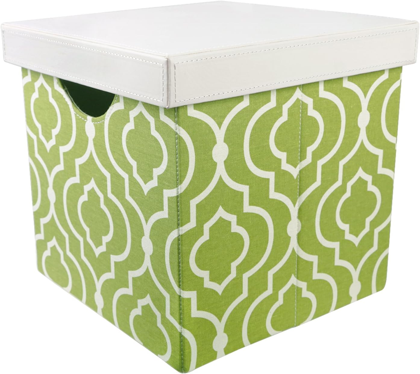 Vox Small Square Folding Non Woven Fabric Lidded Storage Box Cube Basket Organizer with Handles for Clothes Green