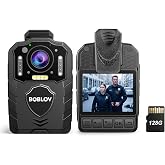 BOBLOV KJ25 1080P Body Camera, 10-13H Battery Night Vision 128G Body Cam | 3000mAh battery, 10-13H recording, external TF card exchange for hiking, delivery, law enforcement and pet walking