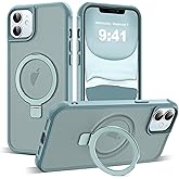 SKYLMW Compatible with iPhone 11 Case with Invisible Magnetic O-Ring Stand Military-Grade Translucent Case for iPhone 11 6.1" [Compatible with Mag-Safe][Great Grip Feeling], Blue