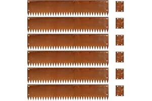 GZLVSOW Cor Ten Steel Metal Landscape Edging 40 inch with Top Bending Protection Pre-Rusted Cor Ten Steel Garden Edging 8 Inch Depth 180 Degree Bend 6 Pack for Lawn Yard (8 inch-180 Degree Bend, Rusted)