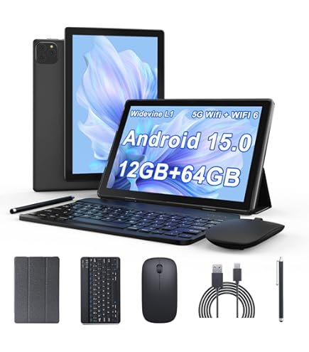 2 in 1 Tablet, 10.1 Inch Android 12 Tablet met Toetsenbord, 4GB RAM