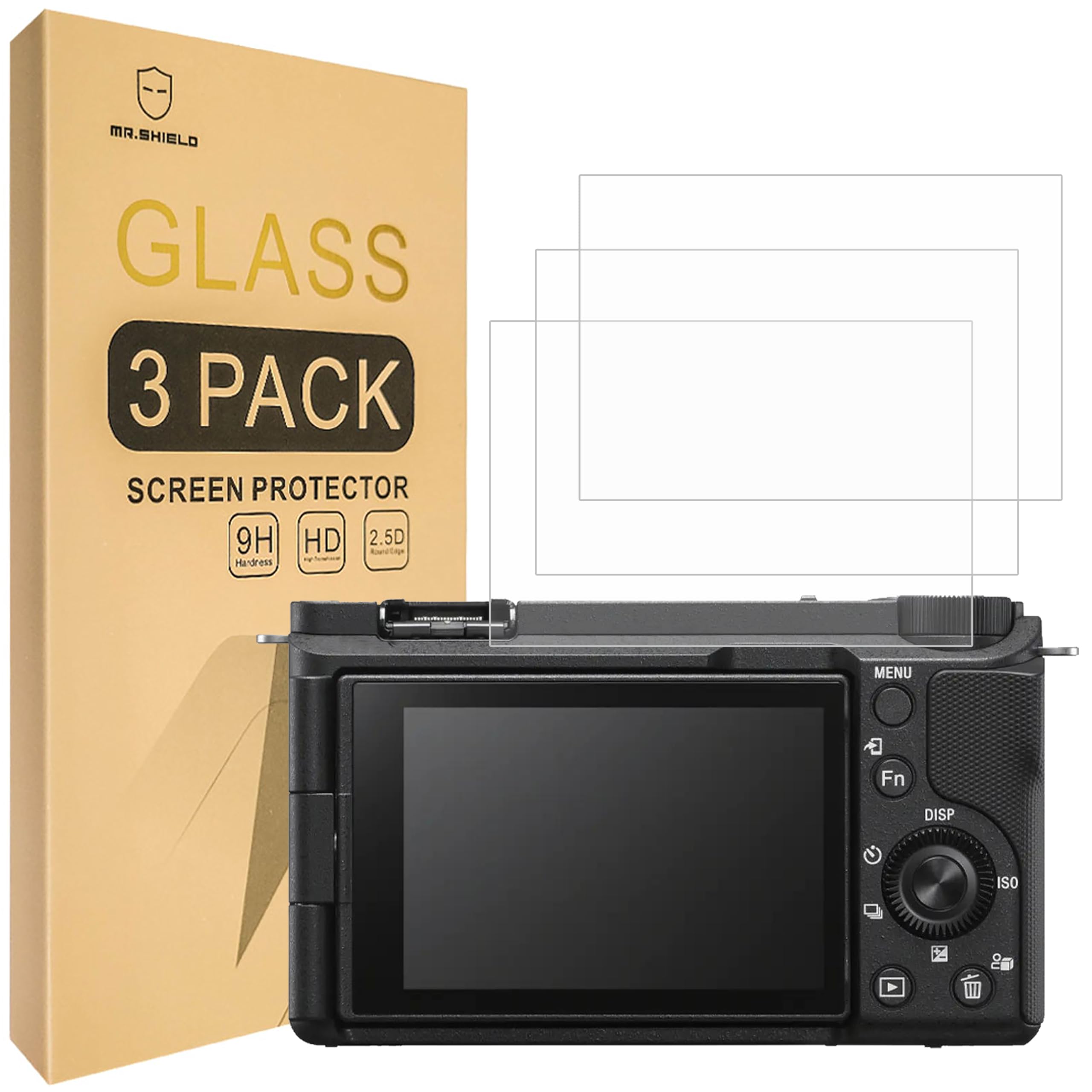 Mr.Shield Screen Protector compatible with Sony Alpha ZV-E10 II / ZVE10II / ZV-E10II [Tempered Glass] [3-PACK] [Japan Glass with 9H Hardness]