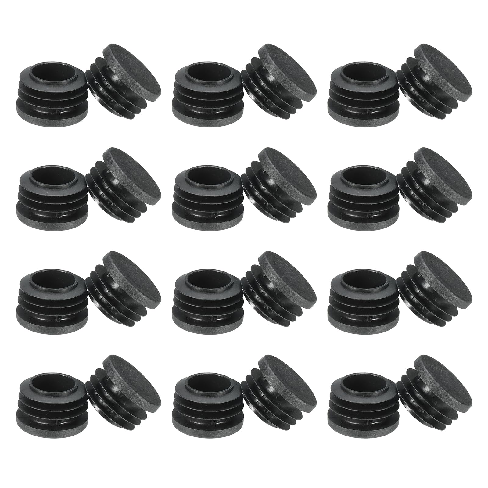 PATIKIL Round Plastic Hole Plugs 1-3/16inch, 24 Pack Pipe Tubing End Cap for Round Metal Tubing Furniture Chair Leg Fence Post Pipe, Black