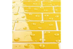Livelynine 16-pcs Yellow Peel and Stick Subway Tile Backsplash for Kitchen Stove 12x12 Self Adhesive Wall Tile Sticker Lemon Yellow Back Splash Stick on Tiles Bathroom Heat Resistant Fireplace Sticky