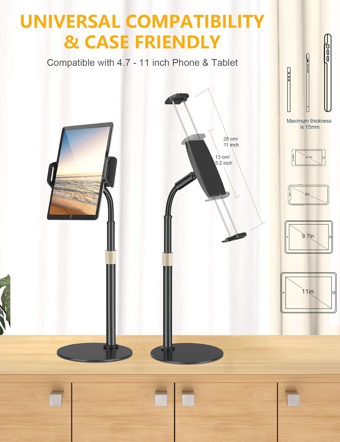 Tryone Tablet Stand, Height Adjustable Tablet Holder, 360 Degree