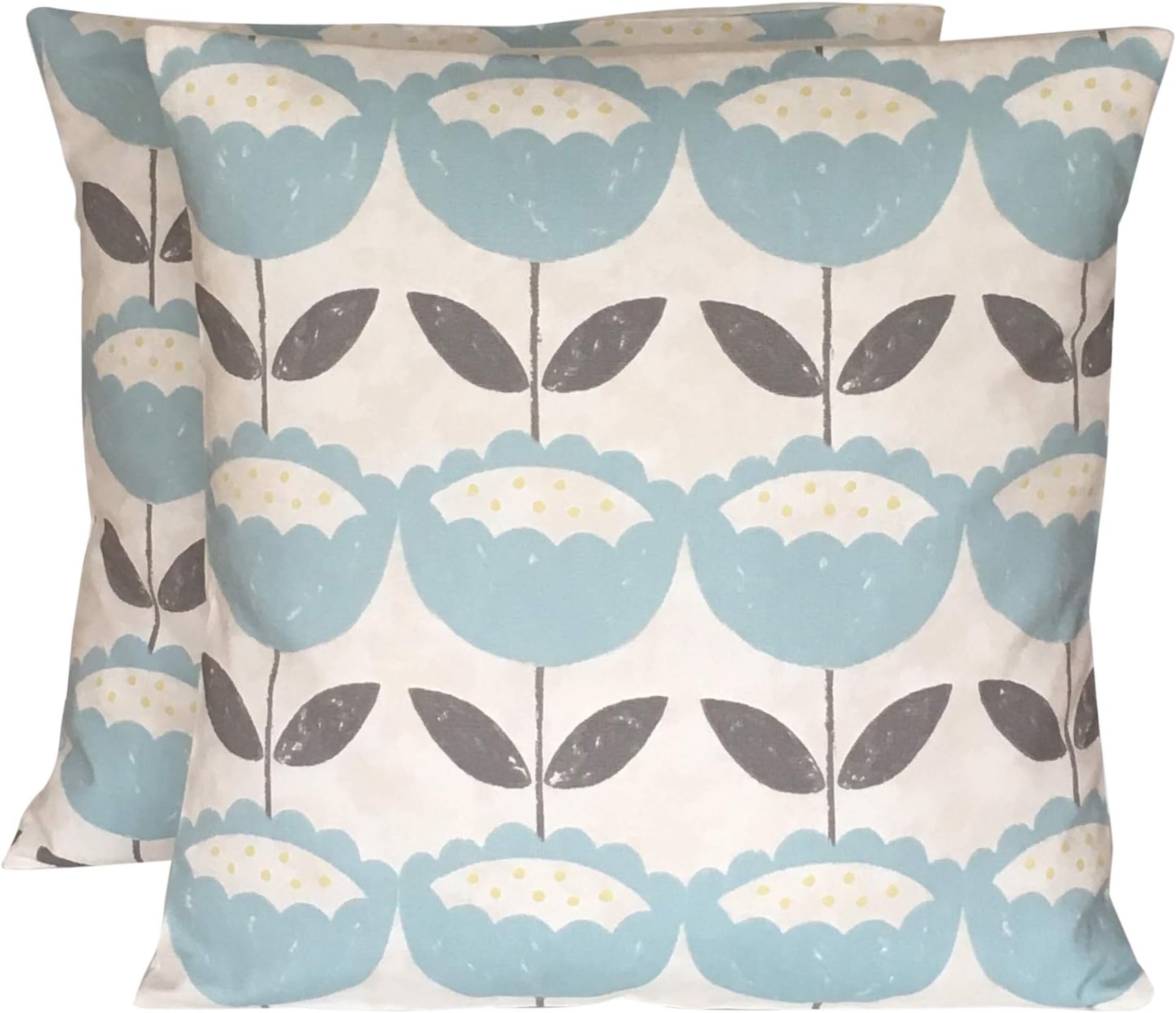 CUSHIONS2U 2 x 16 Clarke & Clarke Duck Egg Blue Grey Cream Floral Cushion Covers