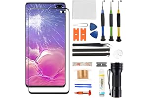 Zgxhga for Samsung Galaxy S10 Plus Screen Replacement,Replacement Screen for Galaxy S10 Plus Series 6.4 inch,Tempered Glass Replacement Kit with Repair Tools(NO OLED & Touch Digitizer)