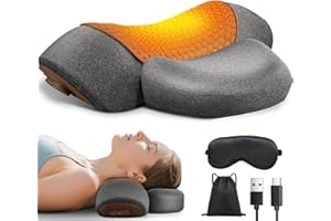Upalled Cordless Heated Neck Massager Pillow for Pain Relief Deep Tissue, 3-in-1 Rechargeable Neck Cervical Traction Device with Heat, Massage, Electric Stretch, Ergonomic Neck Shoulder Relaxer