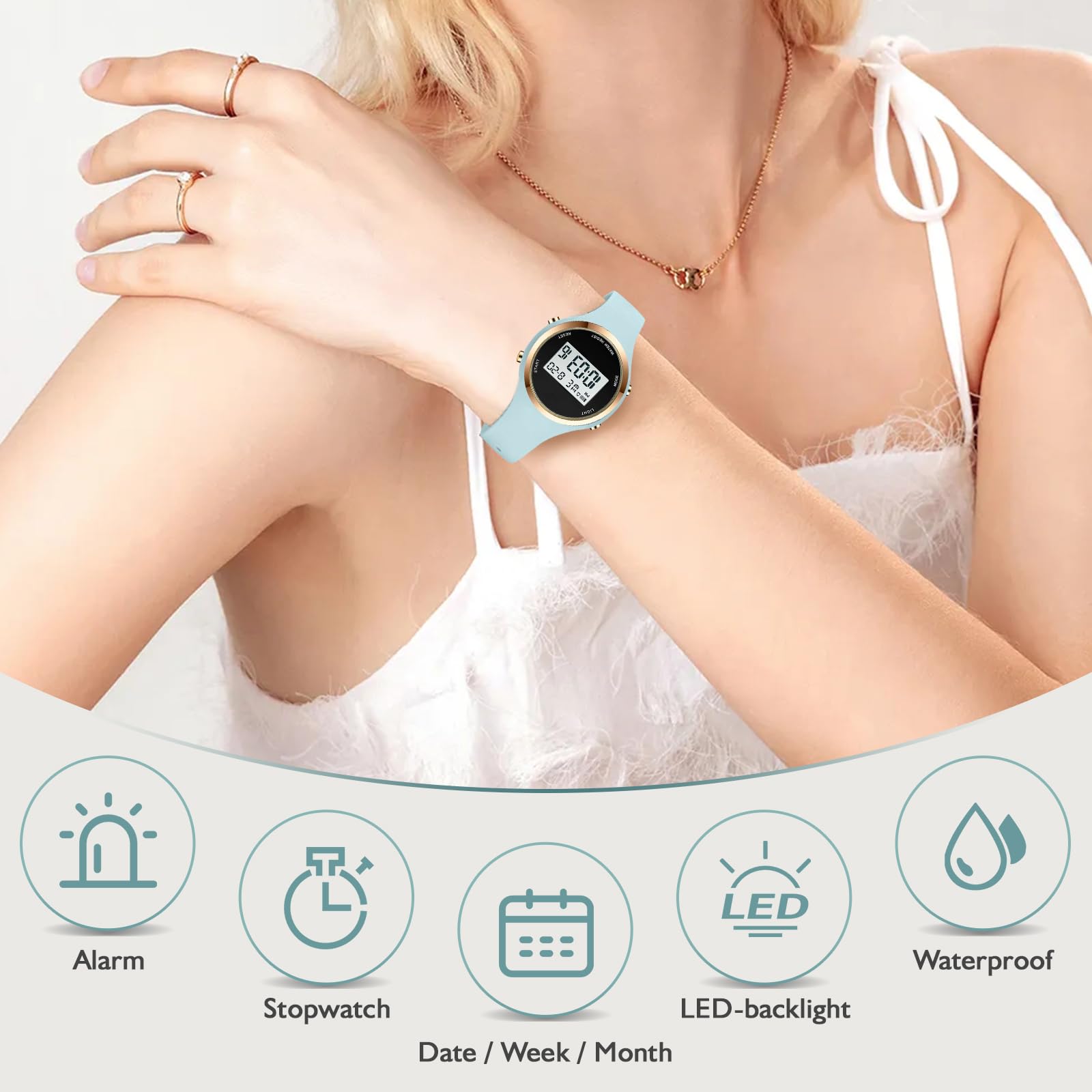XCZAP Outdoor Sport Watches Alarm Clock 5Bar Waterproof LED Digital Watch