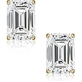 SMILEST 0.8-2CT Emerald Moissanite Earrings for Women Men, Lab Created Moissanite 925 Sterling Silver Moissanite Stud Earrings Birthday Gifts Earrings for Women Men