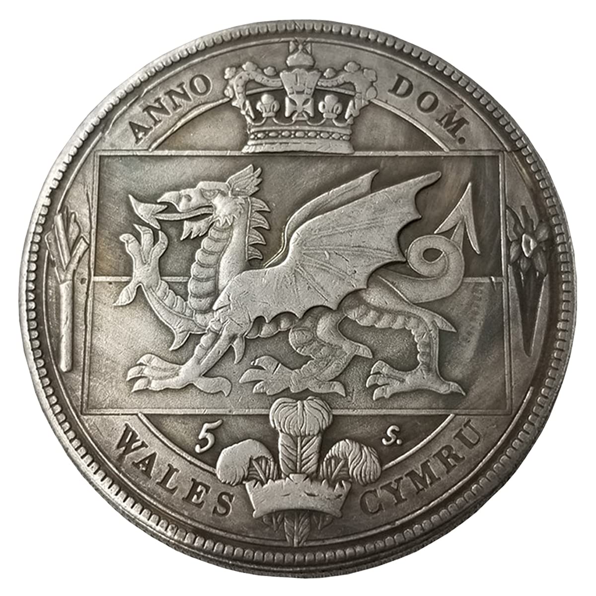 QUEAMBLER Commemorative Coin 1887 British Welsh Crown Old Coin Uncirculated Great British Coins-United Kingdom Old Lucky Coin