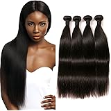 360 Lace Frontal with 3 Bundles Pre Plucked 100% Unprocessed Brazilian Straight Hair Virgin Hair With Closure Human Hair for Black Women Natural Color