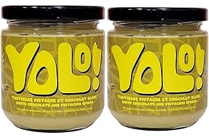 YOLO White Chocolate and Pistachio Spread, Made in Quebec, Preservative-Free, 2-Pack of 250 g