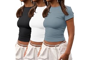 ZHENWEI Crop Workout Tops for Women Pack Summer Short Sleeve Gym Athletic Compression Shirts Cute Tight Basic Tops Tee