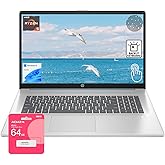 HP High-Performance 17.3" Touchscreen Laptop, AMD Ryzen 5 7430U, 16GB RAM, 1TB PCIe SSD, Backlit KB, Fingerprint, Webcam, HDMI, Wi-Fi 6, Windows 11 Home, Blue, Bundle with UC310 64GB USB Flash Drive