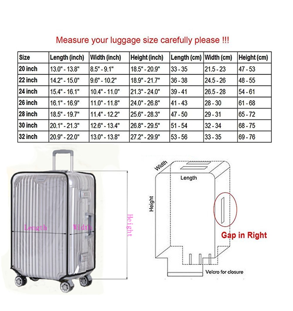 JenKin Luggage Protector Suitcase Cover PVC Waterproof Travel Suitcase Fits Most to 30